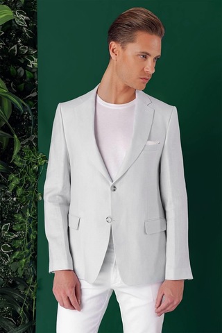Efor Comfort Fit Çift Yırtmaç %100 Keten Casual Mavi Ceket C 668 Mavi