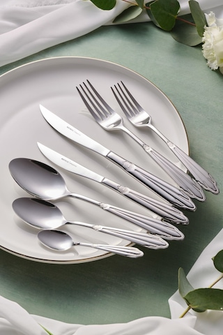 Karaca Elegance Nil Platin 12 Kişilik 84 Parça Çatal Kaşık Bıçak Takımı