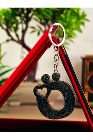 Harfli Anahtarlık Epoksi Kişiye Özel Yapım El Yapımı Harf Anahtarlık Kalp Model Özel Tasarım Hediyelik Ürün Kalp Desenli Simli Anahtarlık Bej