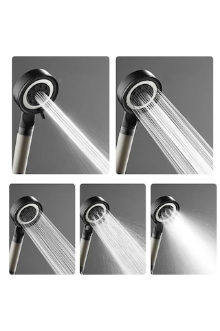 Ahlez Filtreli 5 Fonksiyonlu Çelik Yüksek Basınçlı Duş Başlığı Siyah