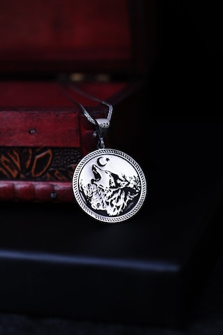 Encili Silver 925 Ayar Gümüş Özel Tasarım Bozkurt Model Erkek Kolye Gümüş