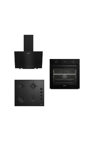 Arçelik AFC330 S - Ocd 601 ES - ADE605S Black Star Siyah Ankastre Set