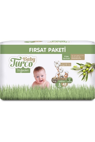 Baby Turco Doğadan 3 Beden Fırsat Paket 42 Adet