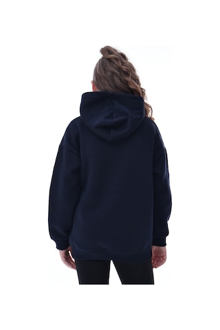Unisex Çocuk Kapüşonlu Sweatshirt 5-14 Yaş Rahat Günlük Spor Oversize Lacivert