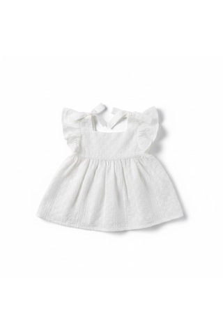 Babymuz Kız Bebek Fistolu Yazlık Beyaz Elbise Beyaz