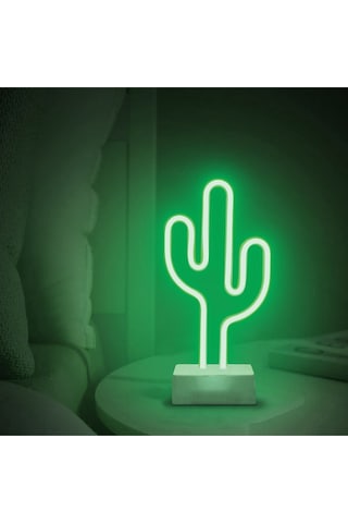 Dekoratif Neon Kaktüs Gece Aydınlatması Yeşil