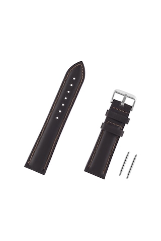 Saatse Koyu Kahverengi Hakiki Deri Saat Kordonu Kayış 24 MM