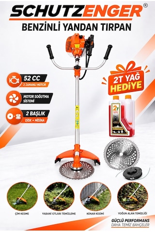 Schutzenger Hq-9 Benzinli Yan Tipi Ot Biçme Tırpan Motoru 2 Zamanlı Yağ Hediye Motor Soğutmalı 2 Başlıklı