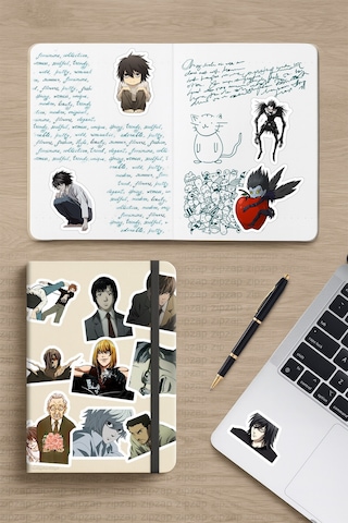 Death Note Anime Telefon Laptop Bullet Journal Yapışkanlı Folyo Sticker Paketi 20 Adet Çok Renkli