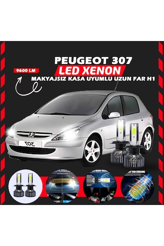 Peugeot 307 Makyajsız Kasa Uzun Far Uyumlu Şimşek Etkilii Led Xenon Pro Series H1