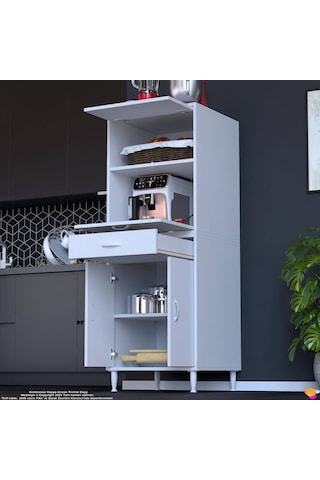 Modilayn Oslo Fırın Mikrodalga Dolabı. 60x162.4x56 Cm, 1 Çekmece, 4 Kapak. Mutfağınıza Yer Açın Beyaz