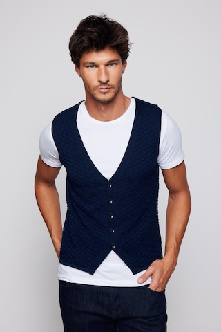 Tudors Slim Fit Desenli Lacivert Erkek Yelek-30275 Lacivert