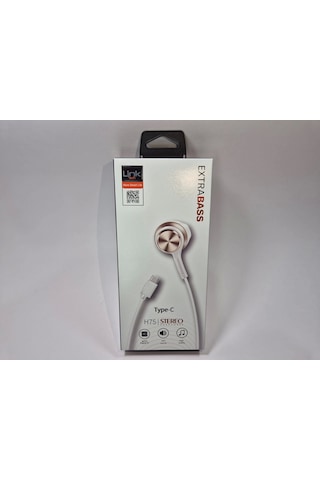 Linktech Ekstra Bass Kablolu Kulaklık , Linktech H75 Gold Type-c Mikrofonlu Metal Kablolu Kulaklık , Universal