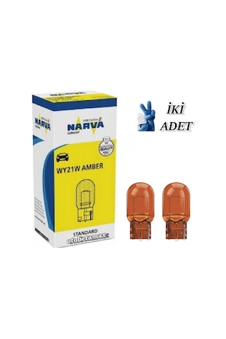 İKİ ADET NARVA WY21W 12V. 17629 STANDART DİPSİZ SARI AMPUL