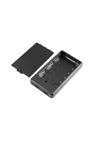 Haweel Dıy 6 X 18650 24w Hızlı Şarj Güç Bankası Kutusu Ekranlı Kılıf, Dahil Değil Siyah