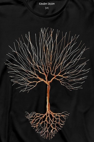 Nature Hayat Ağacı Kuru Ağaç Kökü Uzun Kollu Tişört Baskılı T-shirt 001