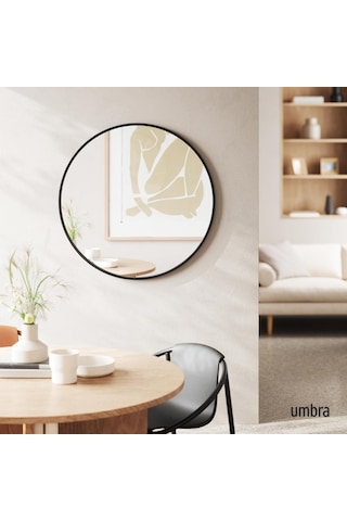 Umbra Hub Duvar Aynası, Koridor, Banyo, Oturma Odası Ve Daha Fazlası İçin Yuvarlak Ayna, Siyah, 94 Cm Çap Genel