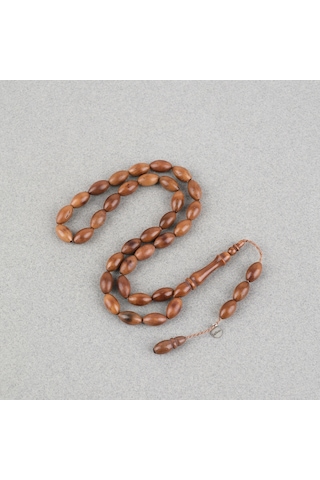 Kuka Orijinal Doğal Lapisdo İmzalı Bilek Boy Arpa Kesim 6.5x11mm Tesbih Kahverengi