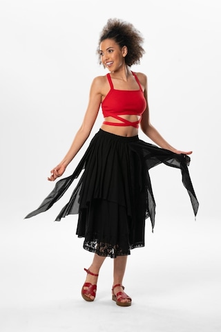 Salkım Vual Dantelli Saçaklı Uzun Yazlık Otantik Etek Siyah Syh-siyah Siyah