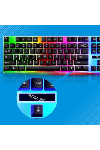 Ally G21B USB Led Işıklı Kablolu Q Klavye ve Mouse Set
