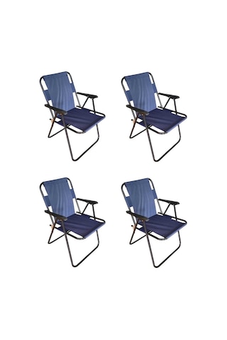Plastik Kollu Katlanir 4 Lü Piknik Ve Kamp Sandalyesi Mavi 46,5x40,5x41 Cm Sirt 57x55x81 Cm Lacivert