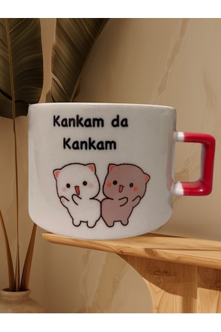 Kankamda Kankam Çift Taraf Yazılı Kupa Bardak Kırmızı Latte
