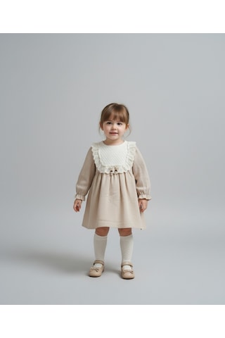 Kız Çocuk Fiyonk Elbise KREM
