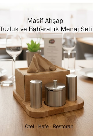 Masif Ahşap Tuzluk Baharatlık Menaj Seti Paslanmaz Kafe Restoran Ve Oteller İçin Profesyonel Sunum Diğer