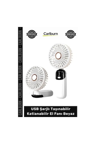 Elfanı Dijital Ekranlı Sessiz Güçlü Motor Masaüstü Usb Şarjlı Taşınabilir Katlanabilir El Fanı