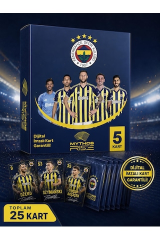 Mythos Rise Fenerbahçe Futbolcu Kartları 5'li Kutu Paketi 25 Kart Dijital İmzalı Kart Garantili