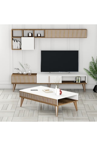 Variant Milan 3'Lü Salon Takımı - Ceviz - Beyaz