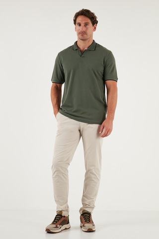 Buratti Pamuklu Regular Fit Şerit Detaylı Erkek Polo Yaka T Shirt 5902964 Haki