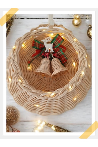 Bambu Led Işıklı Duvar Sepeti Bej