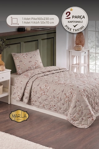 Tek Kişilik Pike Takımı 160x230 Cm Çok Amaçlı Yatak Örtüsü & Battaniye Bej