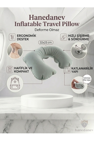 Şişme Seyahat Yastığı Ergonomik Boyun Destekli Yolculuk Yastığı Kolay Şişirilebilir, Uyku Yastığı Diğer
