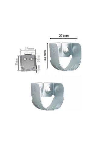Krom Gardırop Askılık Boru Flanşı, 27x30mm, 2 Adet, Dolap İçi Oval Boru Aparatı Diğer