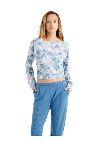 Blackspade Kadın Sweatshirt 51628 - Baskılı Beyaz - Mavi