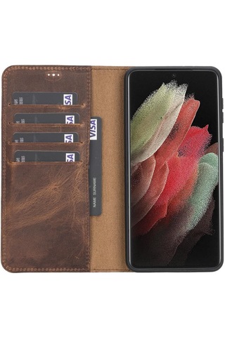 Samsung Galaxy S21 Ultra Deri Çıkarılabilir Cüzdan Kılıf