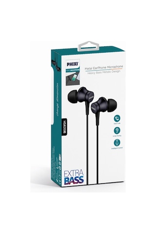 Phixi Force HS620B Metal Başlıklı Ekstra Bass Mikrofonlu Kulak İçi Kulaklık