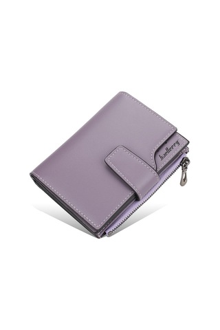 Dofolink Kadın Pu Deri Çift Katlı Cüzdan, 15 Kartlık, 3 Fotoğraf Bölmesi, Para Ve Zip Cebi, Basma Kapanma, Portatif Mor Renk N5013 Mor