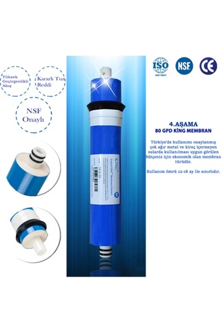 Kapalı Kasa 12'' Su Arıtma Filtresi Cihazı 80 Gpd King Membranlı Inline Yıllık Filtre Seti