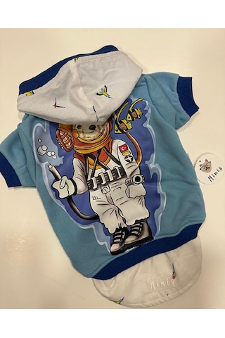 Mavi Gömlek Detaylı Kapşonlu Sweatshirt