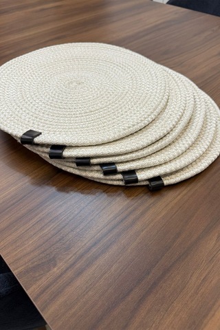 6 Adet Jüt Supla / Amerikan Servis Lux Sunum Tabak Altlığı Krem