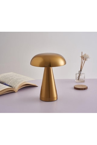 "danimarka Hindistan Cevizi Ağacı Mantar Lambası: Açık Hava, Çalışma Odası, Yatak Odası Veya Bar Ortamı İçin Taşınabilir Metal Masa Lambası" Altın