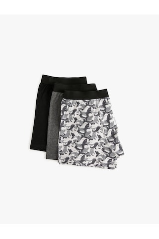 Koton 3'lü Boxer Seti Desenli Ve Basic Pamuklu Antrasit Melange 4slm90050mk Antrasit Melanj