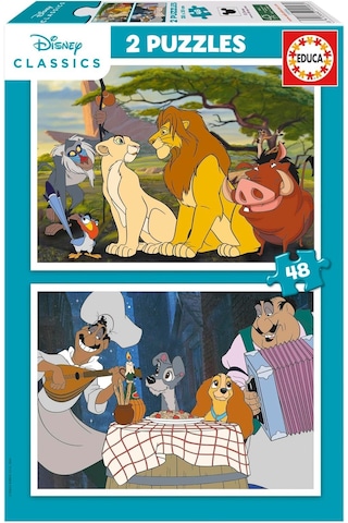 Educa 4-6 Yaş 2x48 Parça Disney Klasikleri Hayvanlar Puzzle - Erkek Çocuk Karton Puzzle 1 Adet