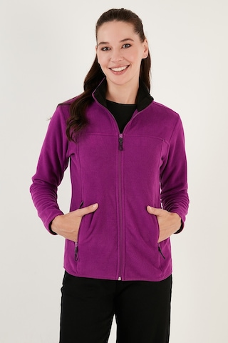 Lela Slim Fit Anti-Pilling Tüylenme Yapmayan Fermuarlı Cepli Hırka Bayan Polar 5907002 Mor