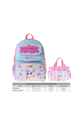 Kaukko Kids Magic Kız Çocuk Pembe İlkokul Sırt Çantası Ve Beslenme Çanta Seti - Setkk-l5283b Çok Renkli