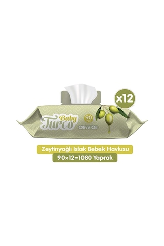 Baby Turco Zeytinyağlı Islak Bebek Havlusu 12x90 Adet