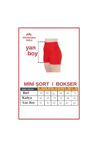 Kadın Kırmızı Yüksek Bel Toparlayıcı İç Göstermeyen Boxer Şort Deniz, Havuz & Günlük Kullanım İçin Kırmızı